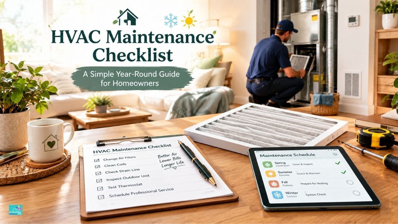 HVAC maintenance checklist for year-round home heating and cooling system care.