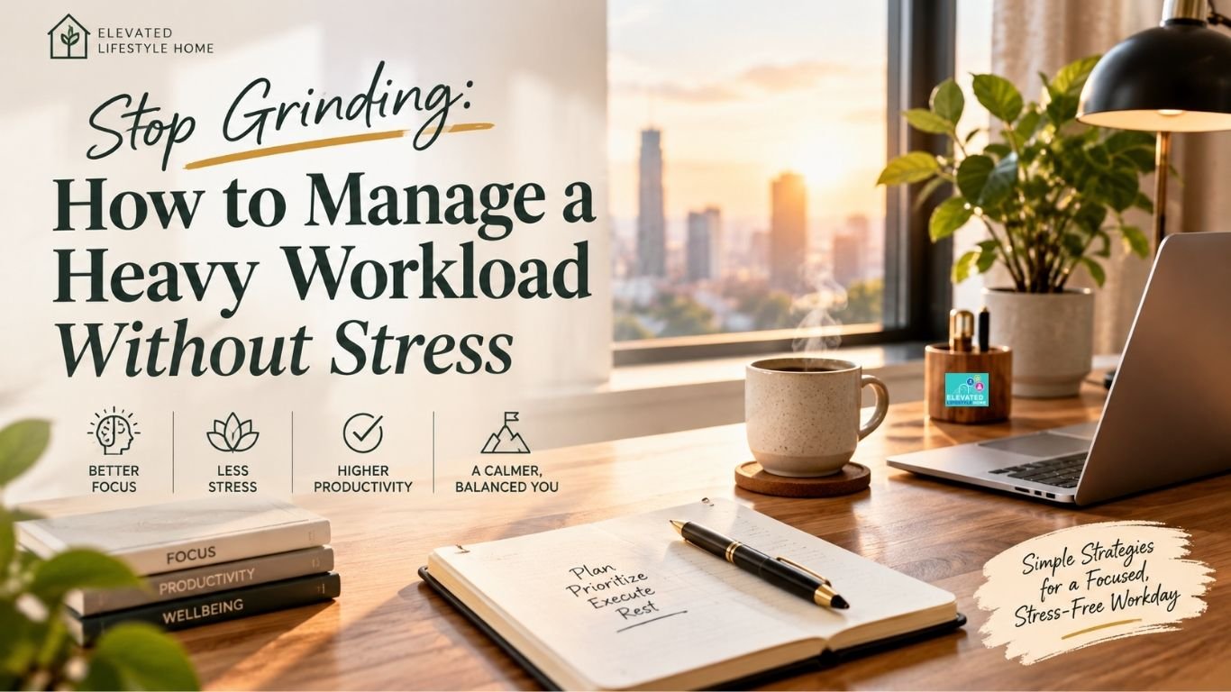 Minimalist workspace for managing a heavy workload without stress