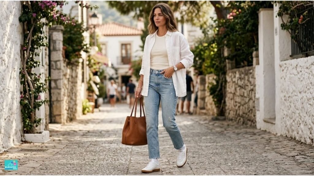 Mastering how to look effortless in casual clothes during summer using breathable linen and structured denim.